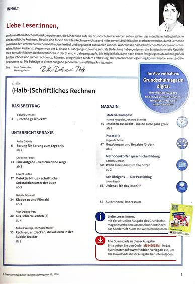 Grundschulmagazin Inhaltsverzeichnis