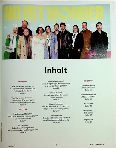 Blickpunkt Film Inhaltsverzeichnis