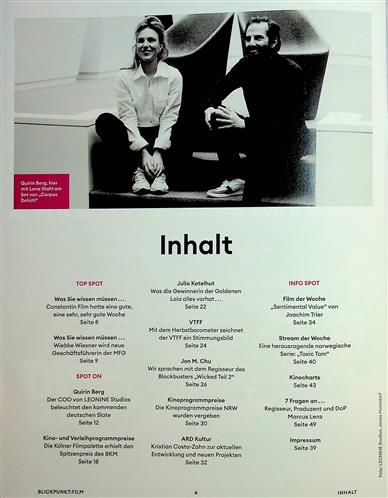 Blickpunkt Film Inhaltsverzeichnis