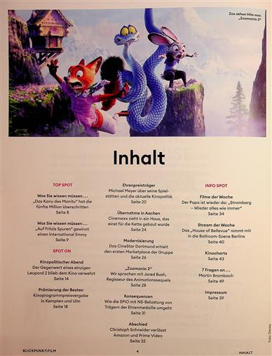 Blickpunkt Film Inhaltsverzeichnis