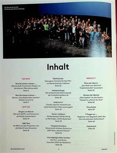 Blickpunkt Film Inhaltsverzeichnis