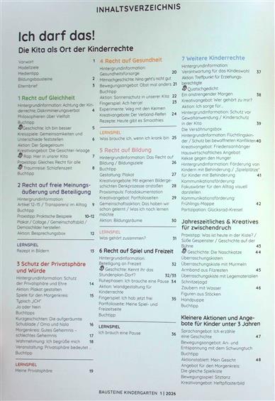 Bausteine Kindergarten Inhaltsverzeichnis