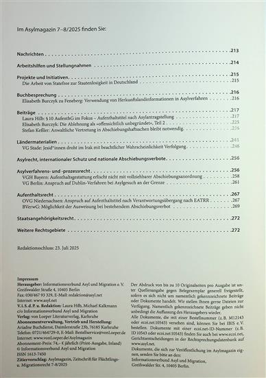 Asylmagazin Inhaltsverzeichnis