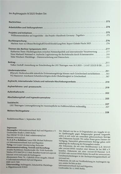Asylmagazin Inhaltsverzeichnis