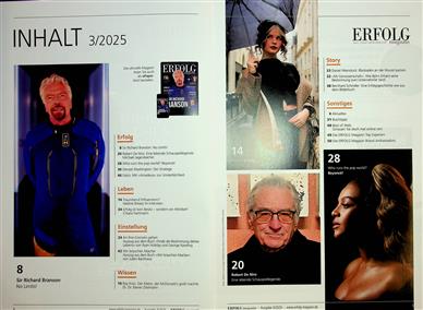 Erfolg Magazin Inhaltsverzeichnis