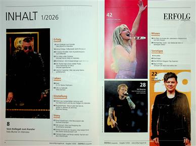 Erfolg Magazin Inhaltsverzeichnis