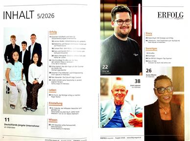 Erfolg Magazin Inhaltsverzeichnis
