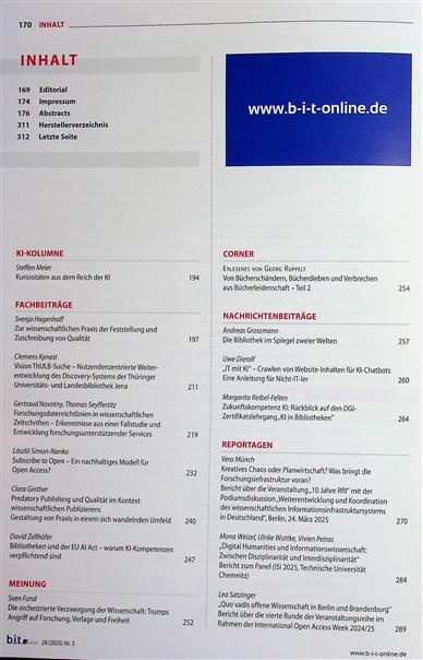 b.i.t. online Inhaltsverzeichnis