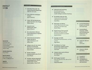 Blätter für deutsche und internationale Politik Inhaltsverzeichnis