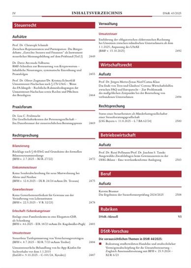 Deutsches Steuerrecht Inhaltsverzeichnis