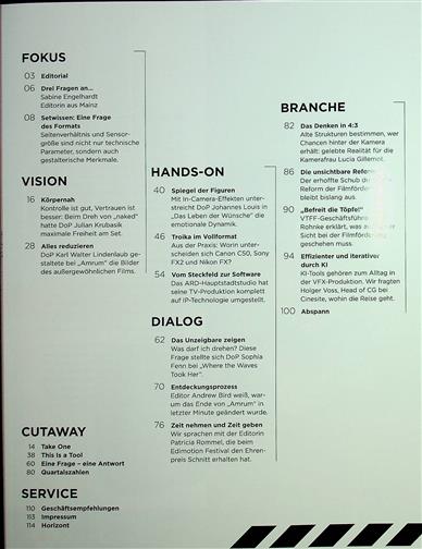 Film & TV Kamera Inhaltsverzeichnis