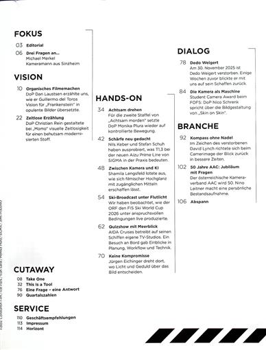 Film & TV Kamera Inhaltsverzeichnis